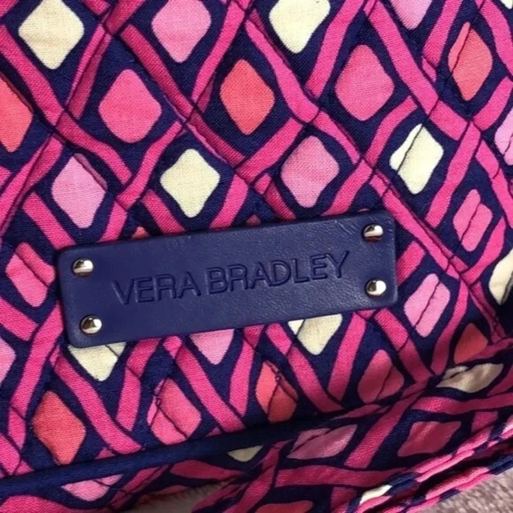 VERA BRADLEY Katalina Pink‎ Triple Zip Crossbody Shoulder Bag Purse Quilted